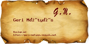 Geri Mátyás névjegykártya